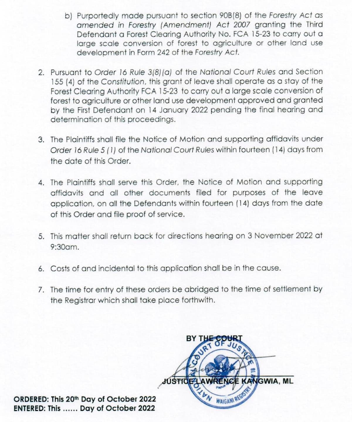 Tavolo community granted injunction against FCA logging